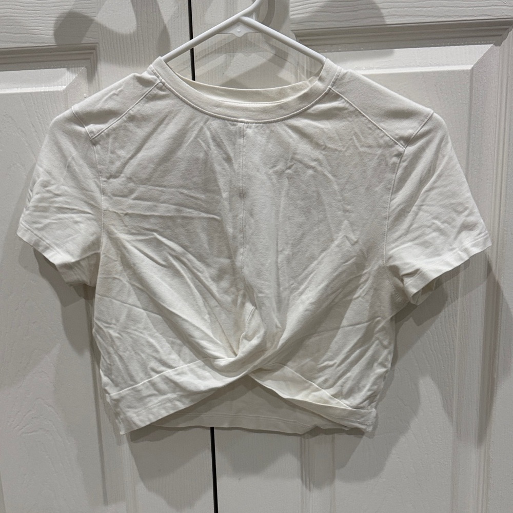 Alphalete Cream Twist Front Crop Top